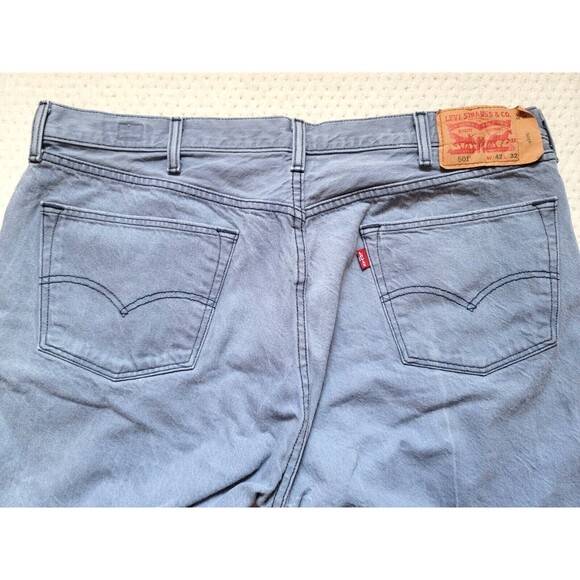 EUC Levi's 501 Button Fly Jeans White Oak Cone Denim Blue Straight Leg 42x28 - Picture 5 of 9